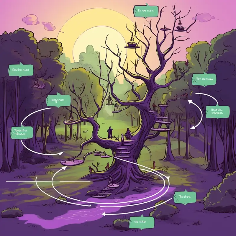 A fantasy tree depicting a workflow