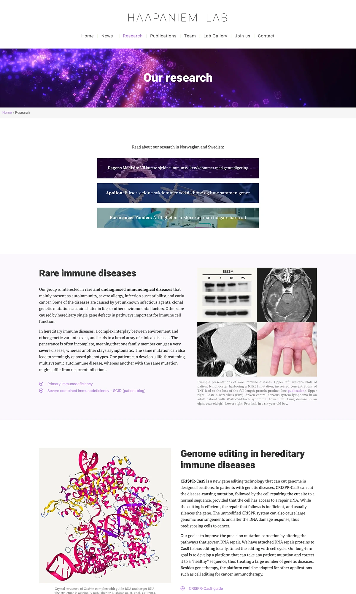 Haapaniemi Lab - Research page